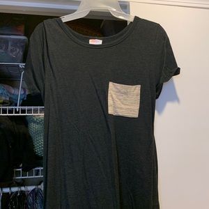 Lularoe Carly black pinstripes with beige pocket